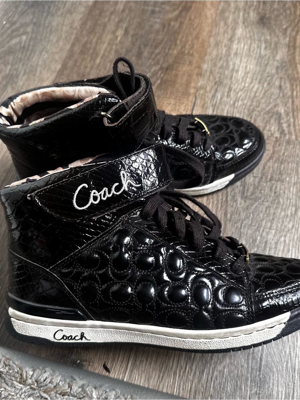 Coach Brown Nanette Quilted High-Top Sneakers
